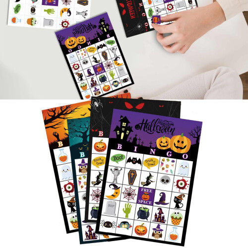 Κάρτες Halloween Bingo για παιδιά – Παιχνίδι πάρτι 24 παικτών, σχολική και οικογενειακή 2