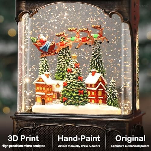 Lighted Musical Snow Globe Lantern – USB/Battery, Timer & Glitter, Compatible with Christmas Decor 1