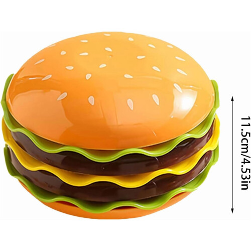 Ceramic Hamburger Plates & Bowls Set, 7-Pc Stackable Novelty Dinnerware for BBQ, Kids & Adults (1 set) 2