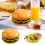 Ceramic Hamburger Plates & Bowls Set, 7-Pc Stackable Novelty Dinnerware for BBQ, Kids & Adults (1 set) 7