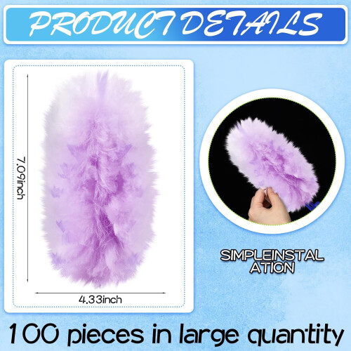 100 count Duster Refills Compatible with Dusters Disposable Replacement Thickened with 1 Handle for Cleaning, Office (Purple and ) 2