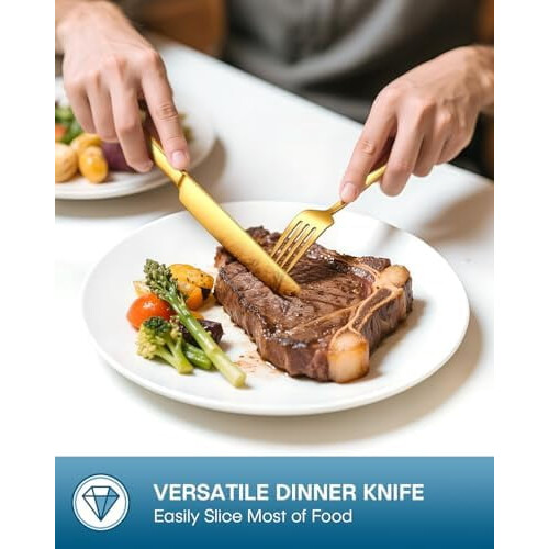 Stainless Steel Flatware Set Gold Silver 60-Pcs 2