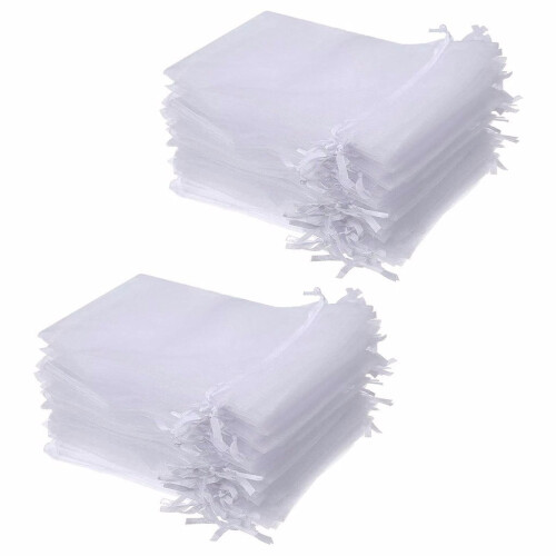 Encrypted white organza drawstring bags100pcs 1