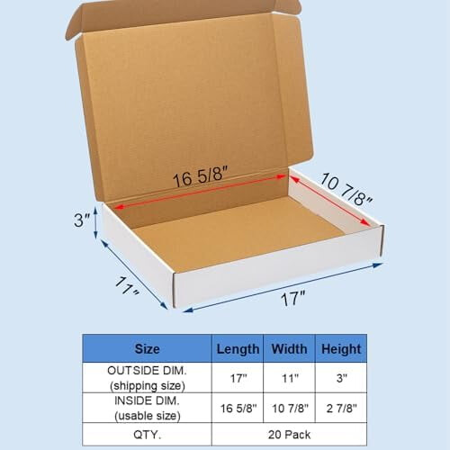 Κουτιά Αποστολής 17x11x3" 20 τεμάχια κουτιών αλληλογραφίας από κυματοειδές χαρτόνι 1