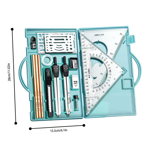 Geometry Set 16X Geometry Precision Tool Set Drawing Tools with Storage Box Compass Graphic Drafting Supplies for School Students modern 1