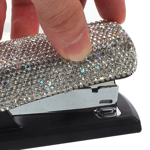 1Set Metal Desk Stapler Rhinestone Design Sturdy and Convenient for Multi Use 2