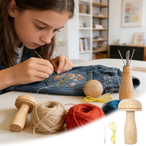 Knitting Patch Kit with Large Eye Needles for Mending Jeans 1