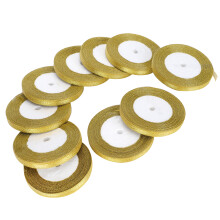 Flexible Cutting into Any Size Gold Glitter Ribbon, Create the Perfect Sparkle for Crafts Sewing Gift Packaging, Easy to Form Ribbon with Superb