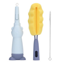 Kit per la pulizia dei biberon con testina rotante, spazzolini a setole morbide con spazzolini per tettarelle e cannucce rimovibili e manico in