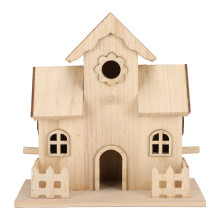 DIY Wooden Birdhouse Two Story Cottage Style Hanging Nesting Box Customizable Bird Nesting House for Outdoor Indoor Use