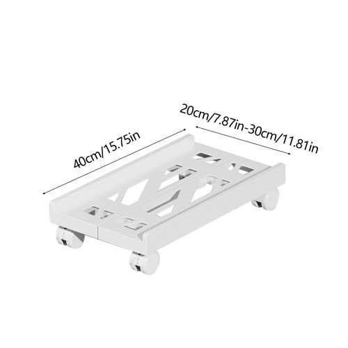 Adjustable Computer Tower Stand with 4 Locking Wheels | Mobile Ventilated Rackfor Desktop Host | Supports 66 lbs | White or Black 2