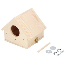 Bird Feeder House Wooden Unfinished, Protection From Harsh Weather Small Bird House With Hanging Cord For Garden Courtyard Customizable Diy Projects