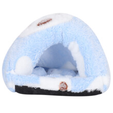 Small Animals Cage Supplies Cozy Nest Bed, Machine Washable Warm Fluffy Cave Bed Anti Slip Waterproof Base Soft Plush Thermal Insulated Shelter for
