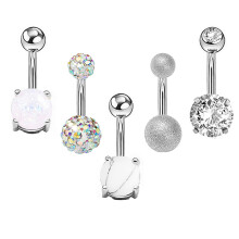 Luxury Navel Jewelry Set, Unique Shape Design Nickel Free with Premium Rhinestone Embellishment, Long Lasting Anti Irritation Belly Button Rings for