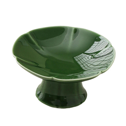 Fruit Bowl Ceramic Dessert Stand Footed Serving Platter Tableware Porcelain Cake Deep Green 1