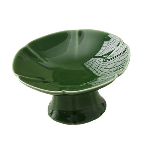 Fruit Bowl Ceramic Dessert Stand Footed Serving Platter Tableware Porcelain Cake Deep Green 2