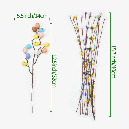 26-Piece Artificial Easter Egg & Berry Branch Set 2