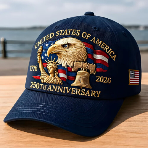 250ή επέτειος Ηνωμένων Πολιτειών, σχέδιο Eagle & Liberty, χειροποίητο καπέλο κεντήματος 1