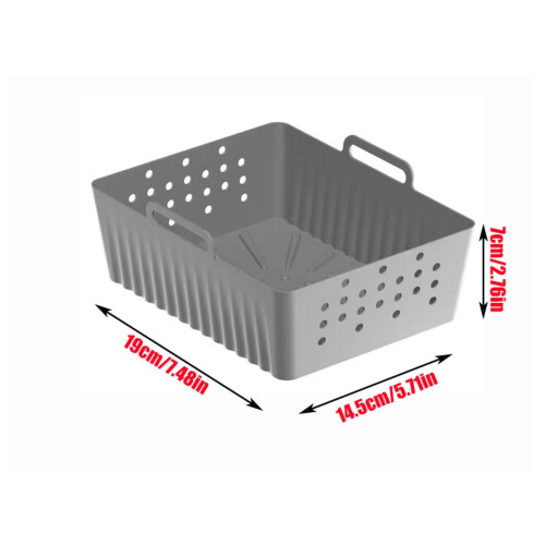 Silicone Liners for Ninja SL401 Double Stack 2-Basket Air Fryer, Reusable Perforated Rectangular Liners – Gray 2