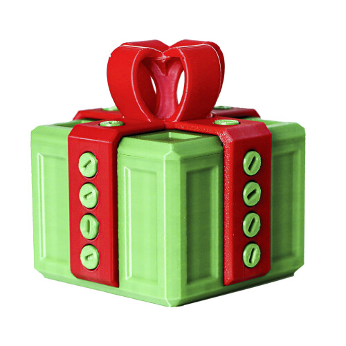 Conjunto de 2 caixas de presente com impressão 3D (vermelho e azul, vermelho e verde) de 8,3 cm, com design divertido e original. Ideal para 1