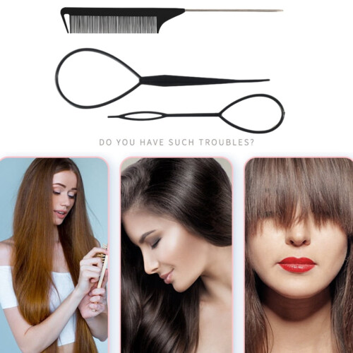 Ensemble de 3 outils pour queue de rat : peigne à queue de rat, peignes de coiffage et peignes à crêper 1