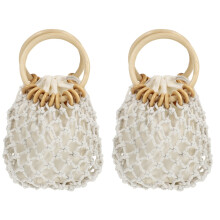 2Stk Mini Handtasche Damen Weiß Strand Clutch Hochwertig