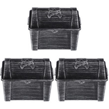 3Pièces Petits Coffres Rétro Argentés Pirate, Boîtes De Rangement