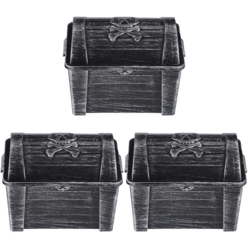 3Pièces Petits Coffres Rétro Argentés Pirate, Boîtes De Rangement
