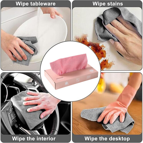 Kitchen Cloths Thickened Washable 10 Pack Pink 4.13x8.3x1.2 2