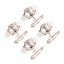 4Sets Damenarmbanduhr Weiß Stern Elegant Modern Freizeit Party