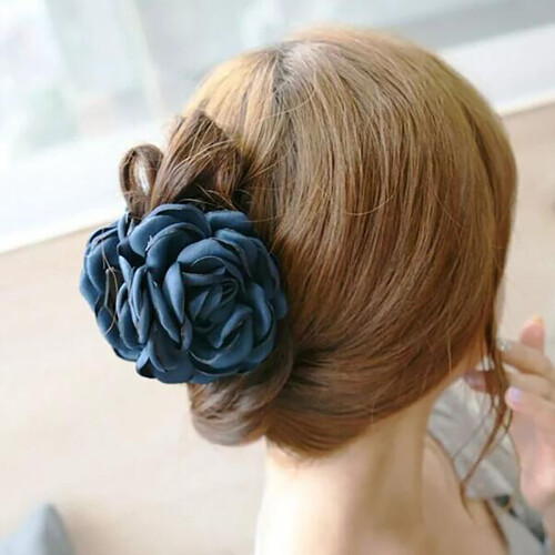 Chiffon rozenhaarclips voor dames, met een grote strik. 1