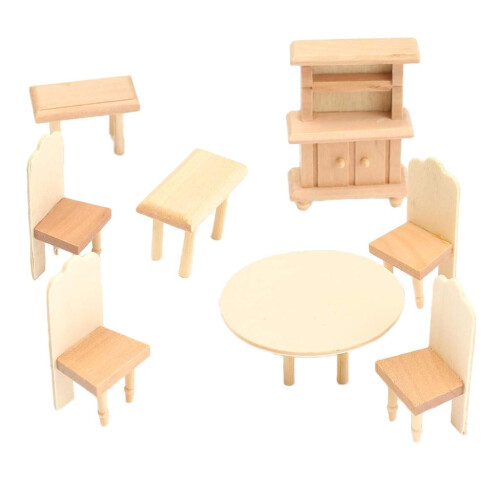Υψηλής ποιότητας DIY κουκλόσπιτο μίνι σαλόνι υπνοδωμάτιο κουζίνα σετ ξύλινα 1