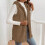 Colete longo acolchoado feminino marrom tamanho G 4