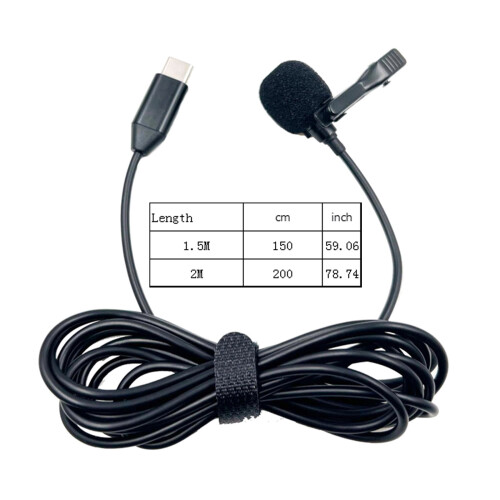 USB-C reversmicrofoon, Type-C clipmicrofoon, omnidirectionele USB-C microfoon met verbeterde geluidskwaliteit voor contentcreatie. 2