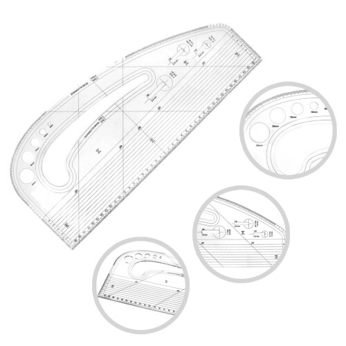 Sewing Ruler Acrylic Pattern Making Ruler Includes 5 Button Patterns For Sewing 1