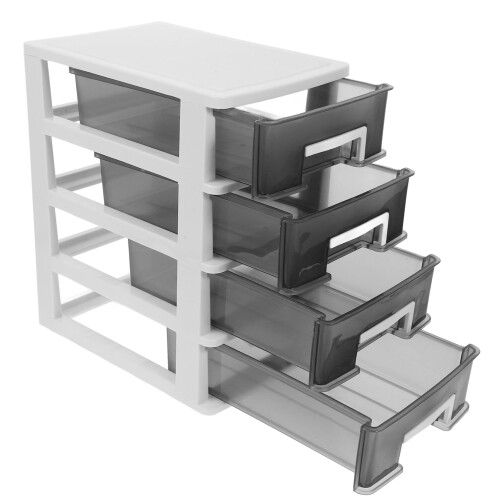 Plastic Multi-Layer Storage Cabinet with Half Transparent Black Drawers for Easy Access 1