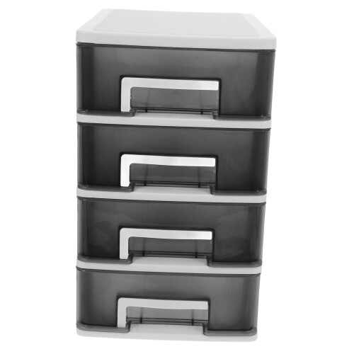 Plastic Multi-Layer Storage Cabinet with Half Transparent Black Drawers for Easy Access 2