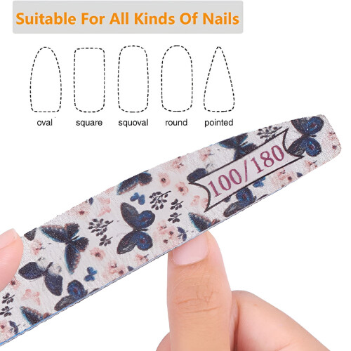 Set of 6 nail files, grit 100/180 and buffer, Multicolor 1