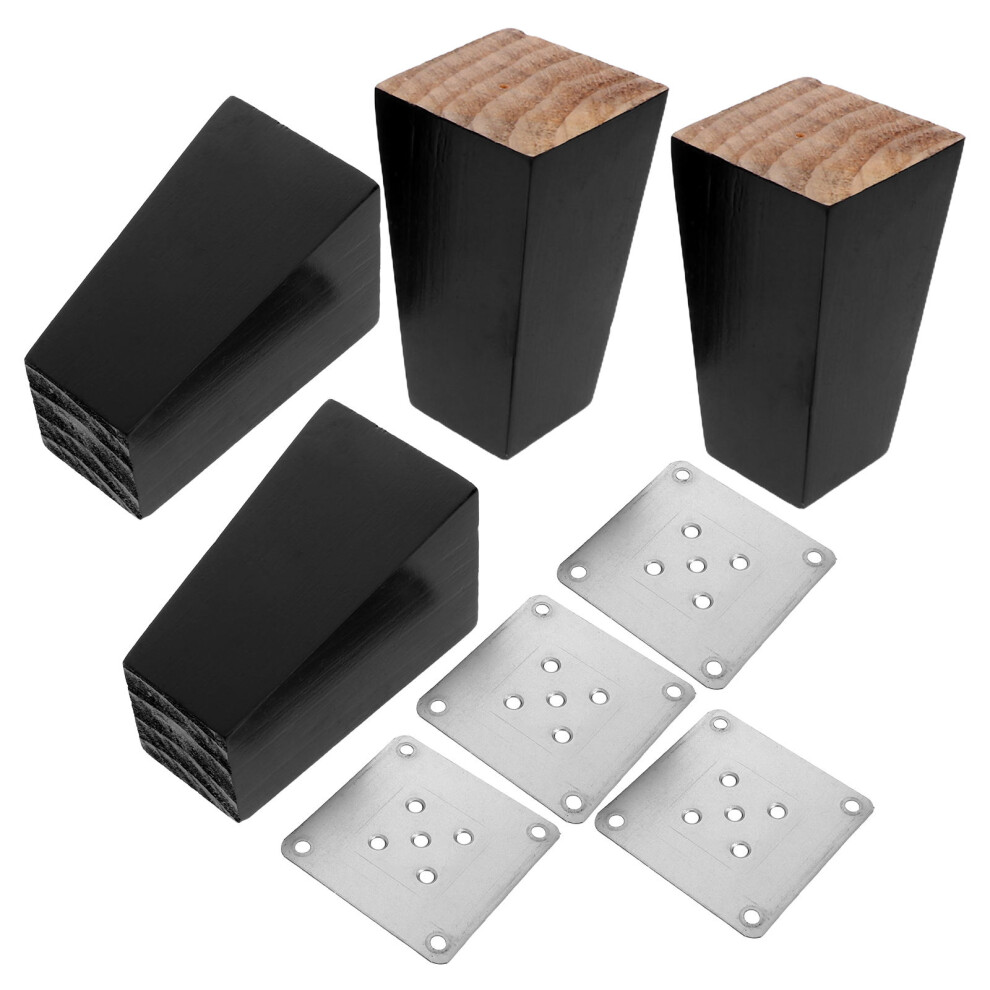 4Pcs Black Wood Sofa Feet Replacement For Couch Chair Furniture Legs 3711318829005