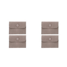 4Pcs Dark Brown Snap Jewelry Storage Pouches Cloth Material