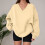 Women's Oversized V-Neck Sweatshirt L 2