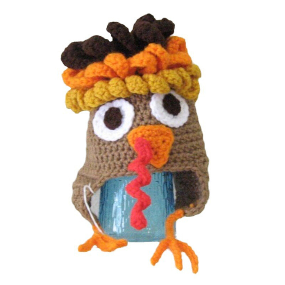 (One Size, Camel) Baby Turkey Hat Newborn Thanksgiving Outfits Knitted Beanie Cap Infant Crochet Hat for Baby Girl Boy Photo Prop