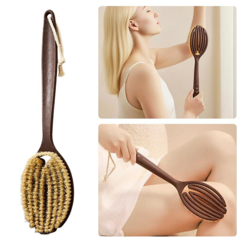 Escova de banho com cabo longo e cerdas de coco 1