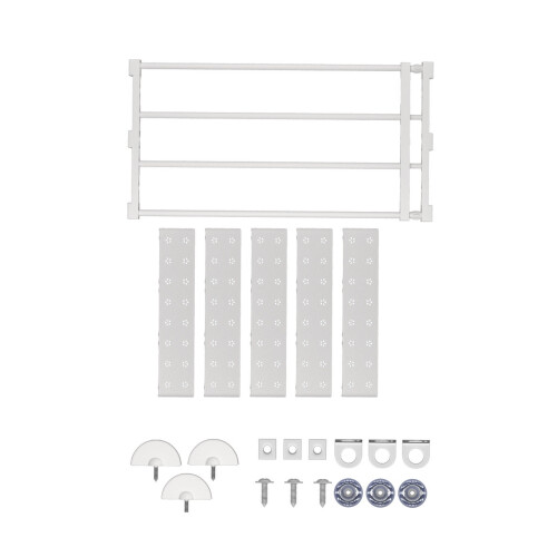 Adjustable Width Dog Gate Indoor Staircase Use Step Over Pet Gate Pressure Mount System Carbon Steel And Plastic Durable Build Stackable Functionality