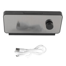 Silent Alarm Clock LED Mirror Rechargeable Digital Dual Alarms Adjustable Brightness USB Charging Port Large Display Alarm Clock Modern Simple Design