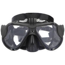 Maschera da snorkeling con supporto per fotocamera, lenti in vetro temperato, occhialini subacquei impermeabili, guarnizione facciale in morbido