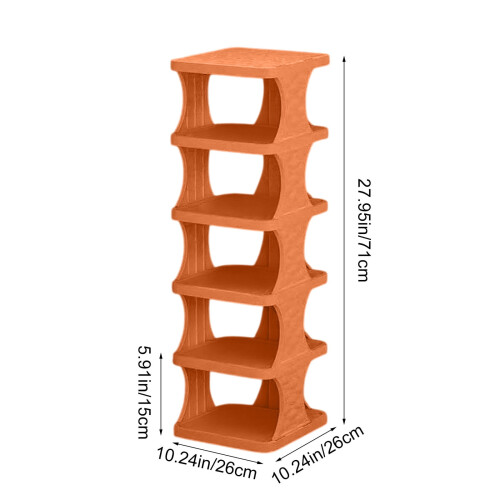 Plastic Tall Shoe Rack Freestanding 6 Tier Organizer, Stackable Modern for Entryway, Closet, Easy Assembly Shoe Rack (Orange) 2