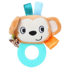 Interactive Satin Tags On Cuddly Design, Soothing Baby Toy With Silicone Teether And Crumble Sounds For Wearable Rattle Use, Teething Relief Through