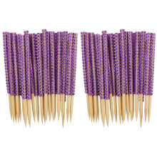 60Pièces Bâtons Décoratifs Violet En Bambou Pour Gâteaux Fruits