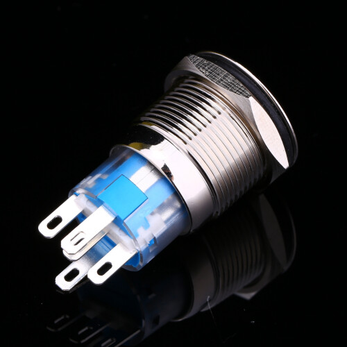 Blue LED 12V Metal Push Button Switch for Car Angel Eye Power System 1